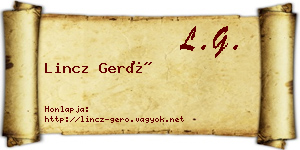 Lincz Gerő névjegykártya